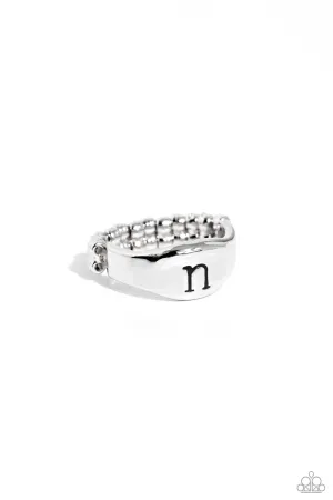 Monogram Memento - Silver - N - Paparazzi Ring