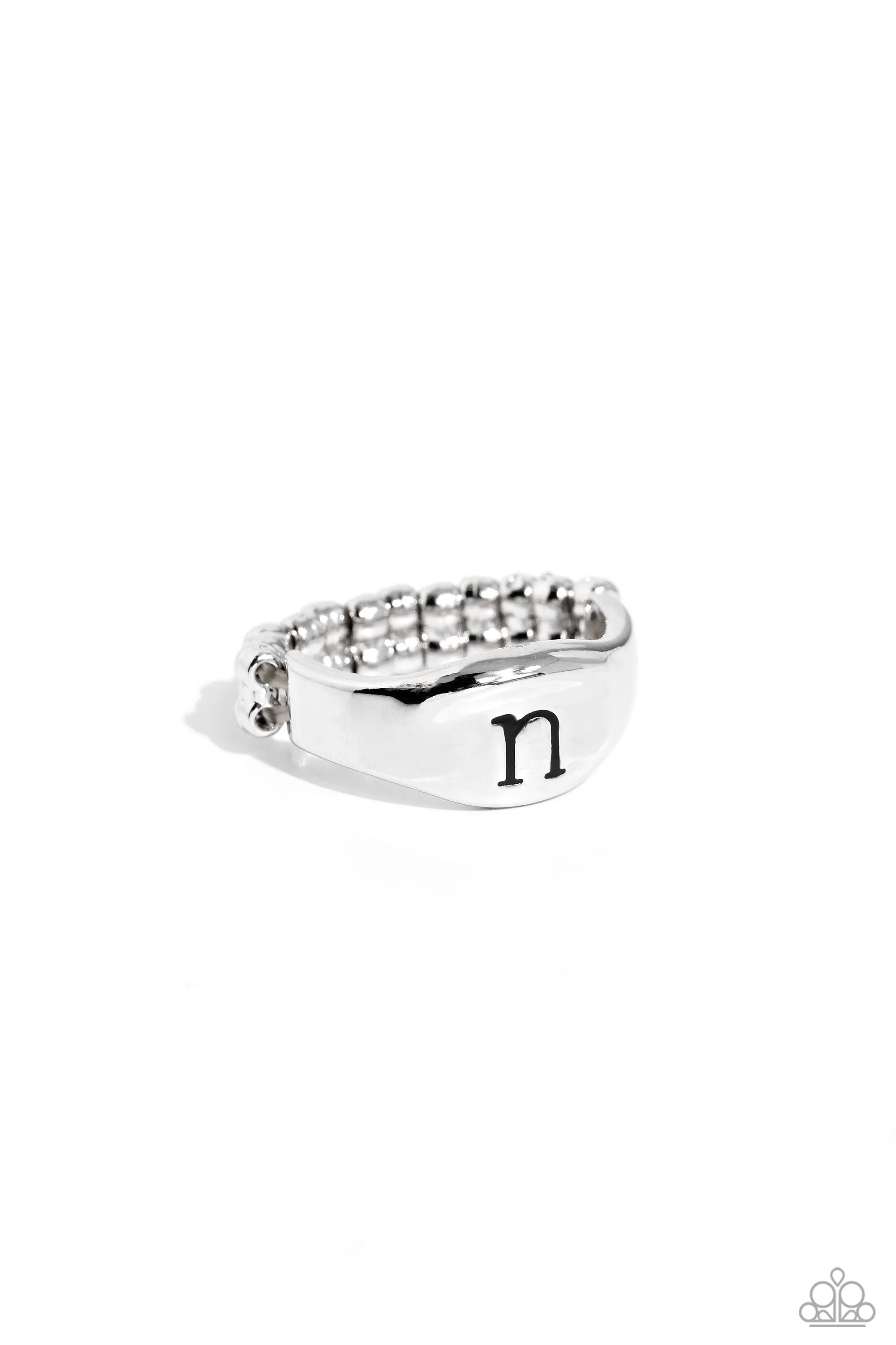 Monogram Memento - Silver - N - Paparazzi Ring