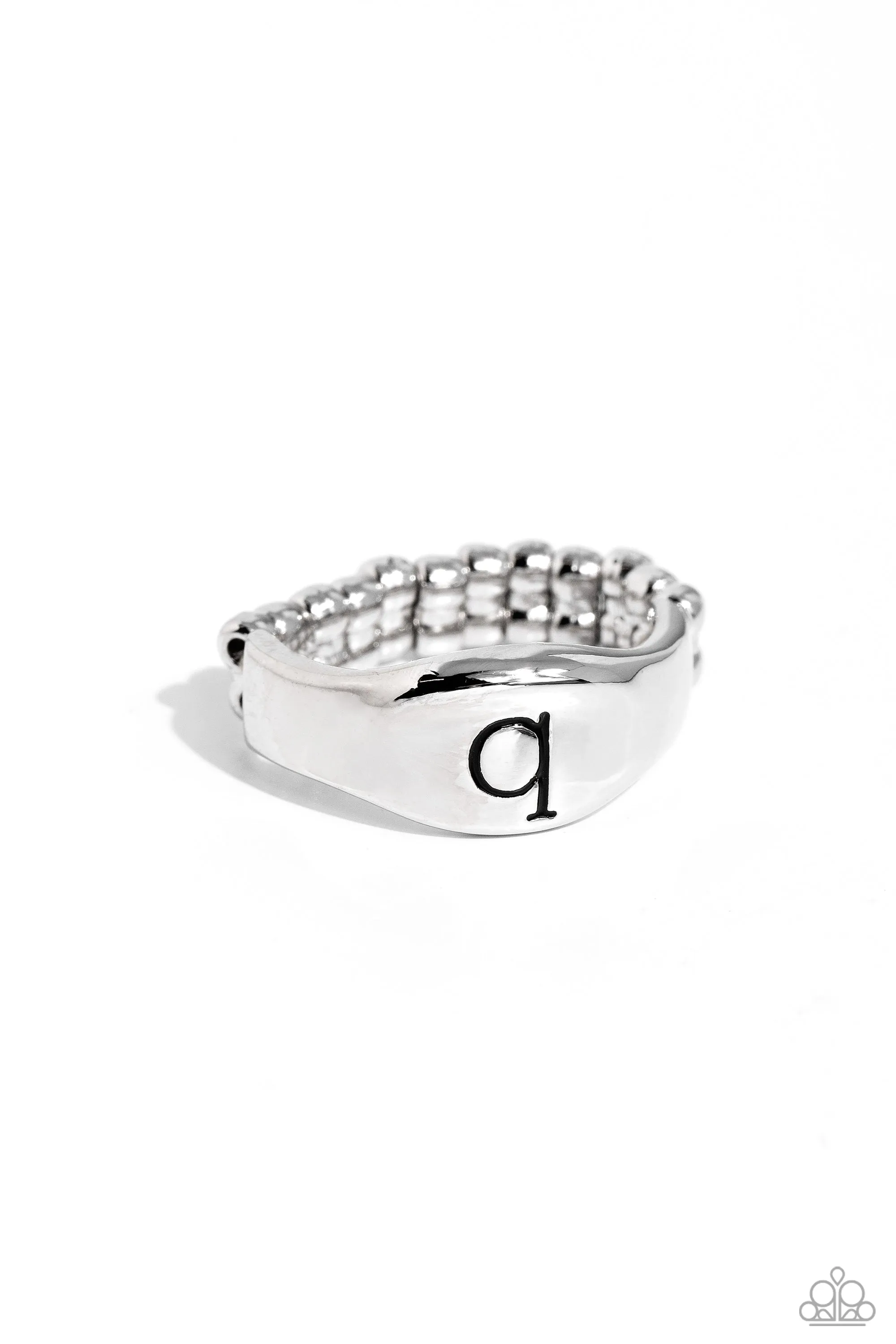 Monogram Memento - Silver - Q - Paparazzi Ring