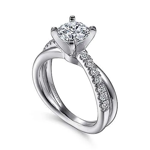 Morgan - 14K White Gold Round Twisted Diamond Engagement Ring