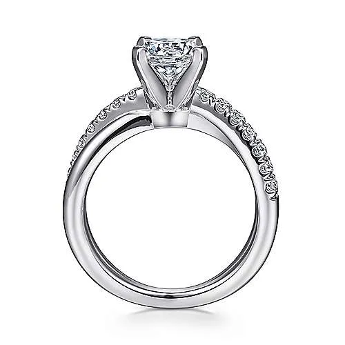 Morgan - 14K White Gold Round Twisted Diamond Engagement Ring