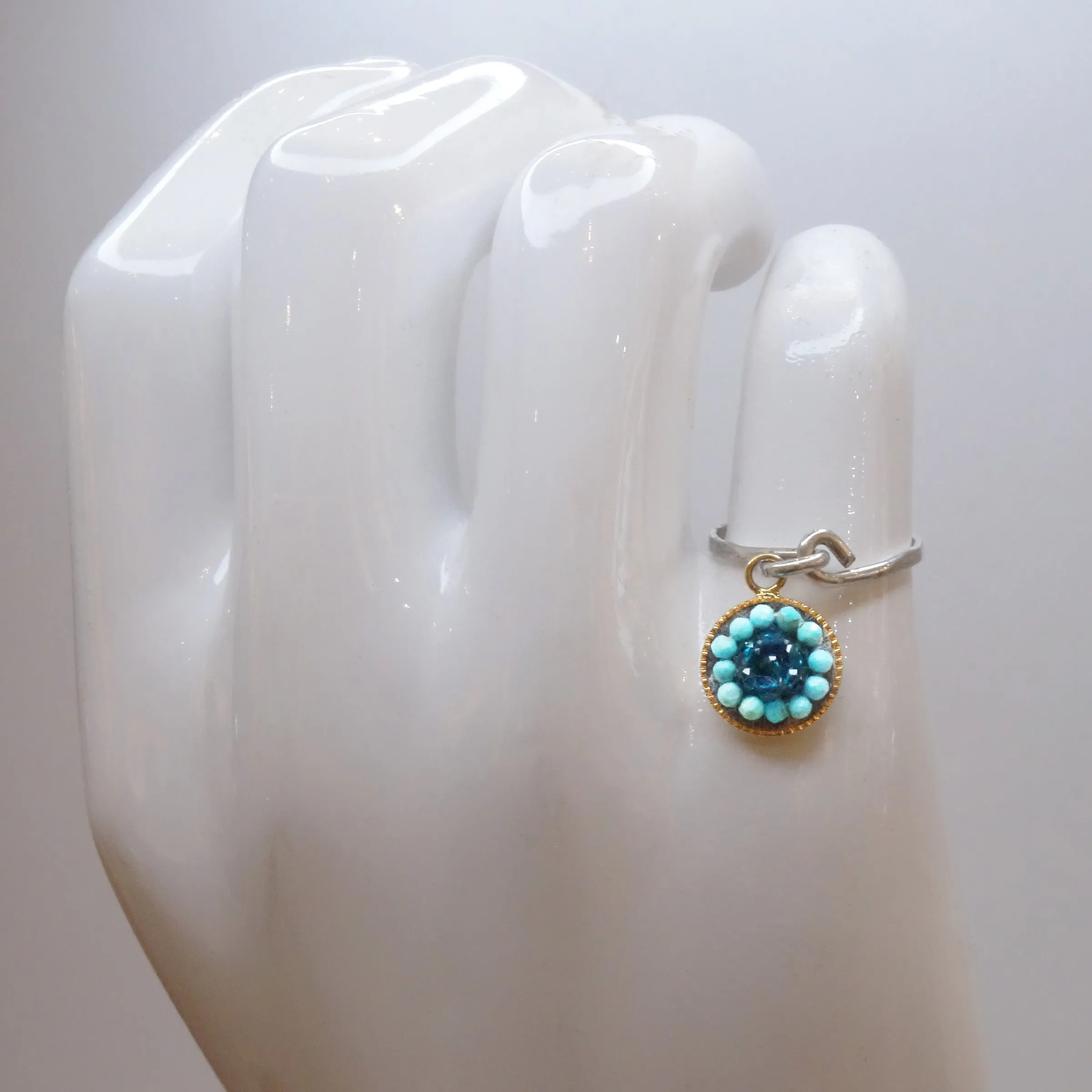 Mosaic Charm Ring: hand hammered silver