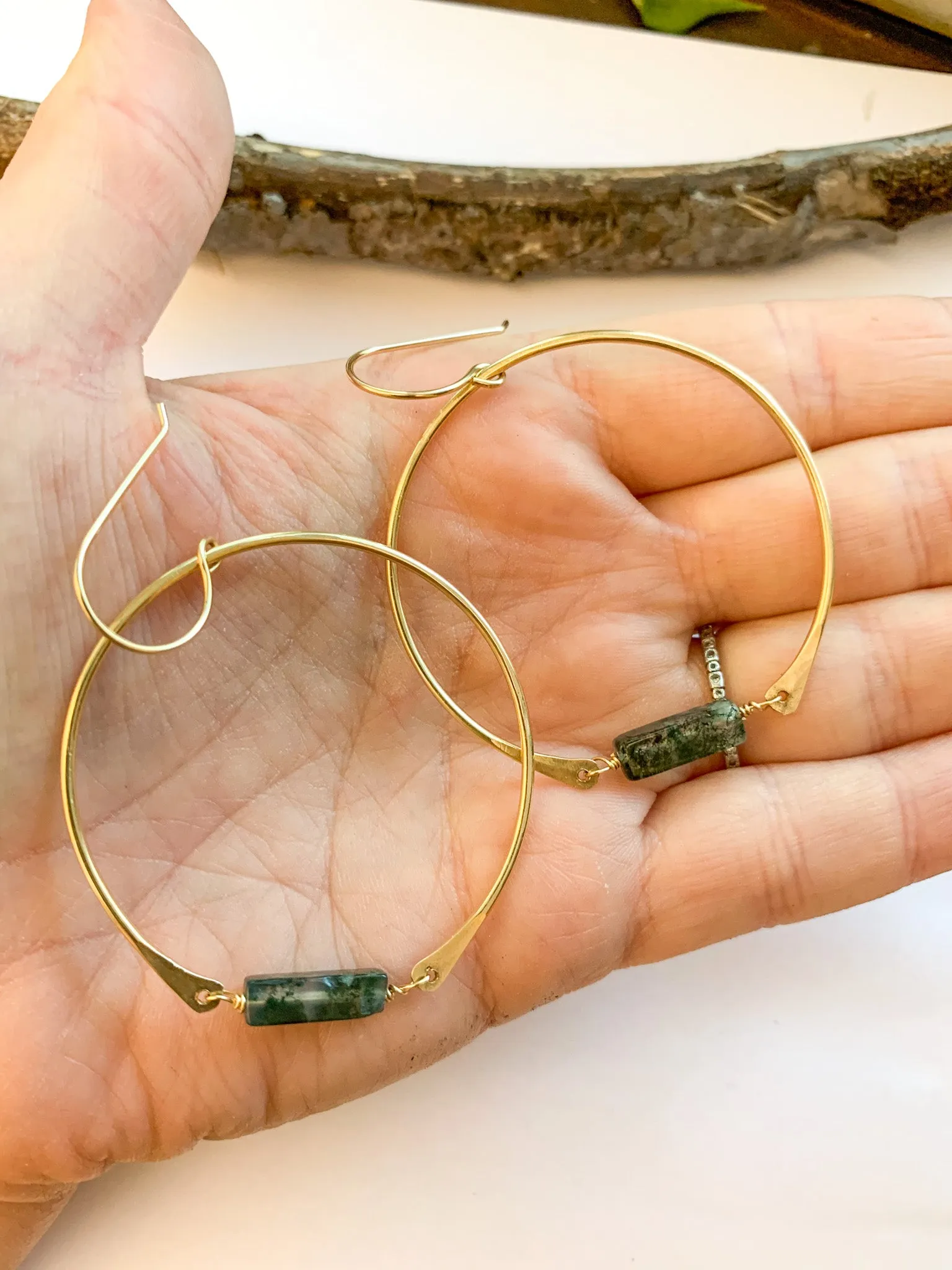 Moss Agate Hoops