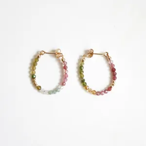 Multicolor Tourmaline Hoop Earrings - Small