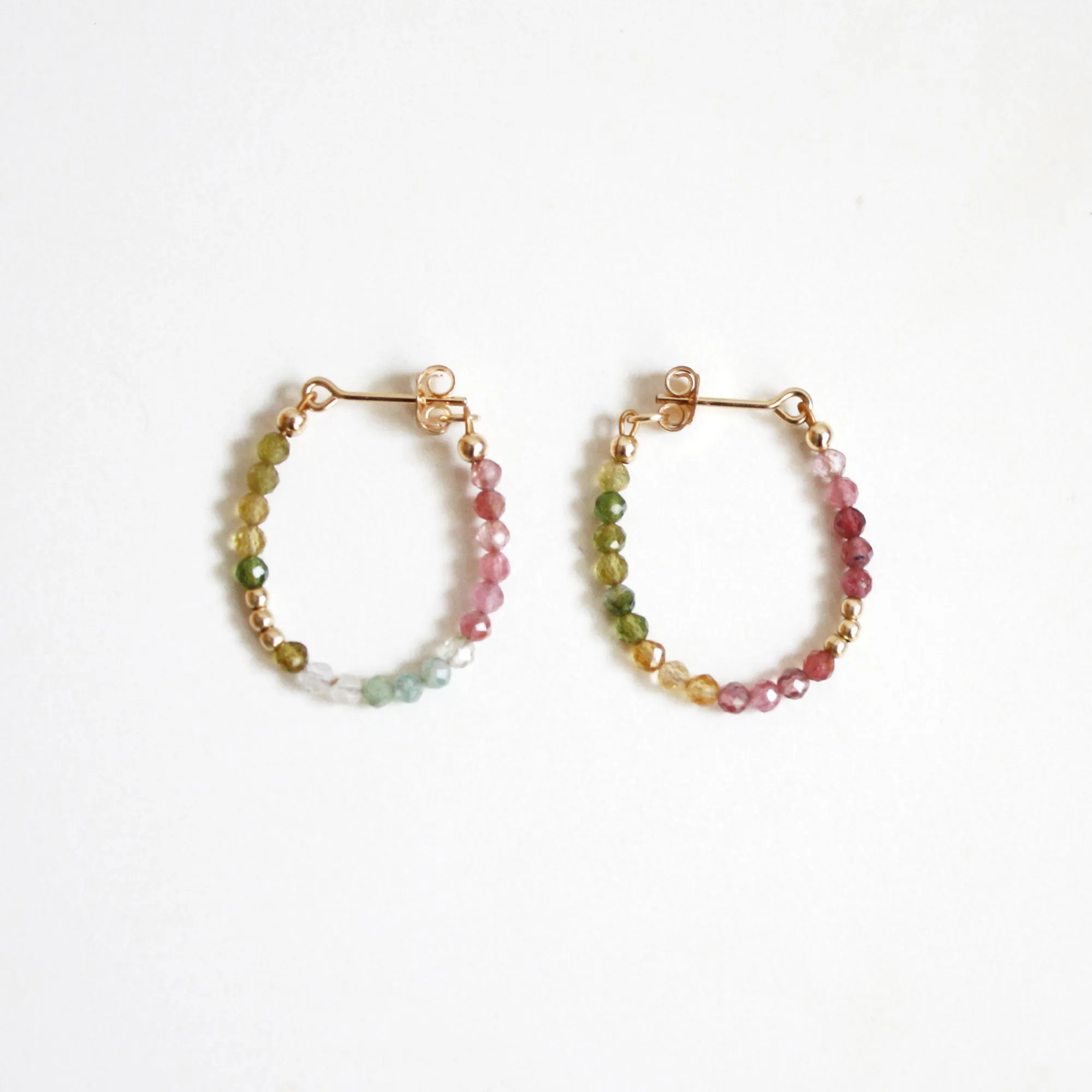 Multicolor Tourmaline Hoop Earrings - Small