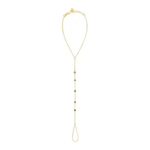 Multiple Gemstone Bezels Hand Chain Bracelet