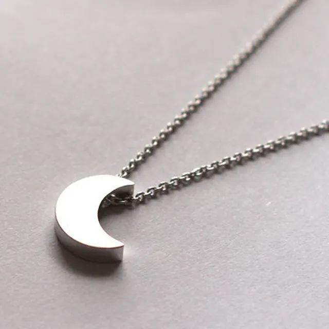 N317 Rescent Moon Pendant Clavicle Necklace Minimalist Women Fashion Collares Summer Everyday Jewelry Solid Collares Bijoux