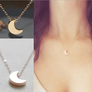 N317 Rescent Moon Pendant Clavicle Necklace Minimalist Women Fashion Collares Summer Everyday Jewelry Solid Collares Bijoux