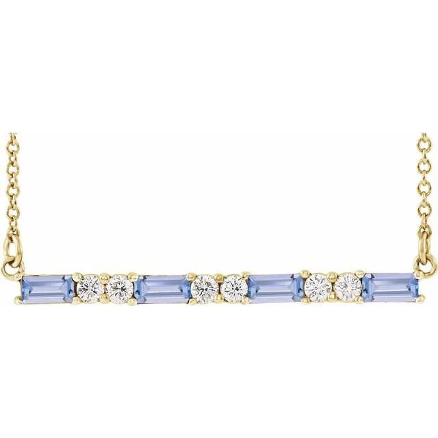Natural Tanzanite & Diamond Bar Pendant