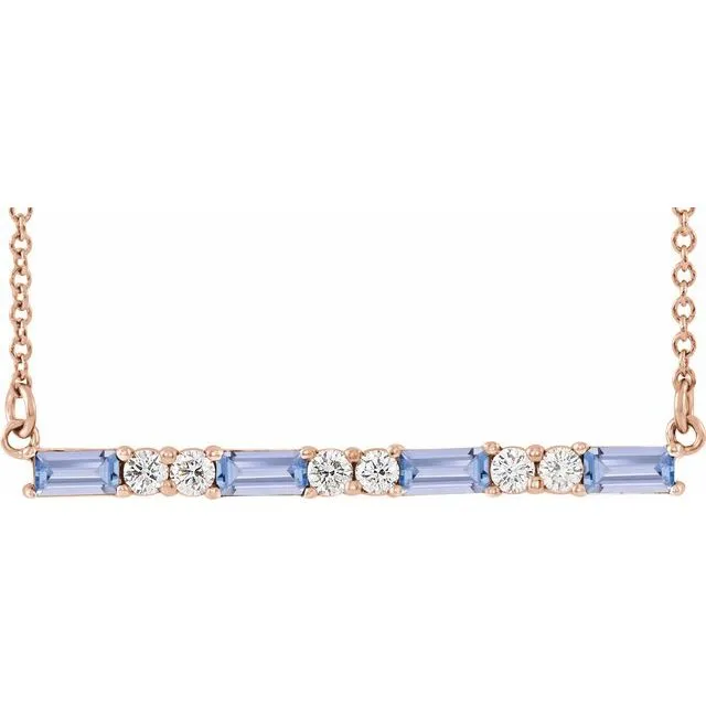 Natural Tanzanite & Diamond Bar Pendant
