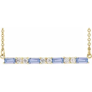 Natural Tanzanite & Diamond Bar Pendant