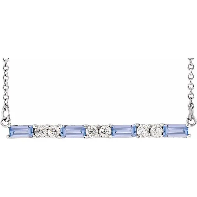 Natural Tanzanite & Diamond Bar Pendant