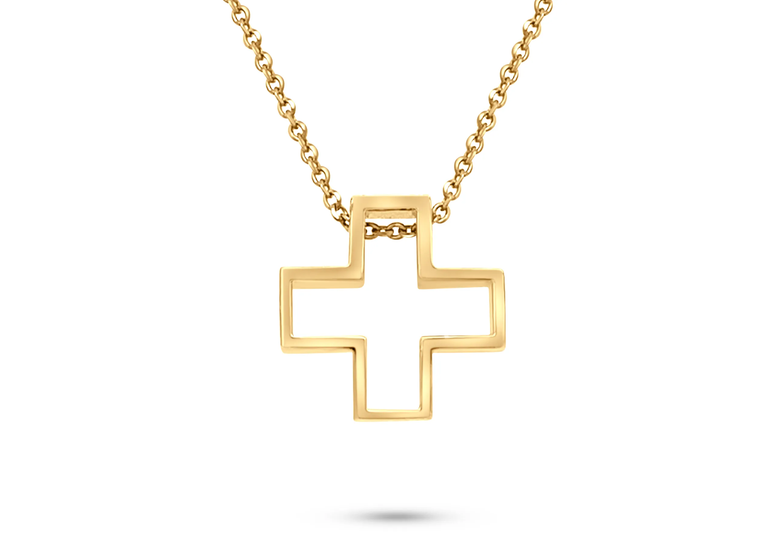 Necklace 14kt Yellow Gold Cross Silhouette