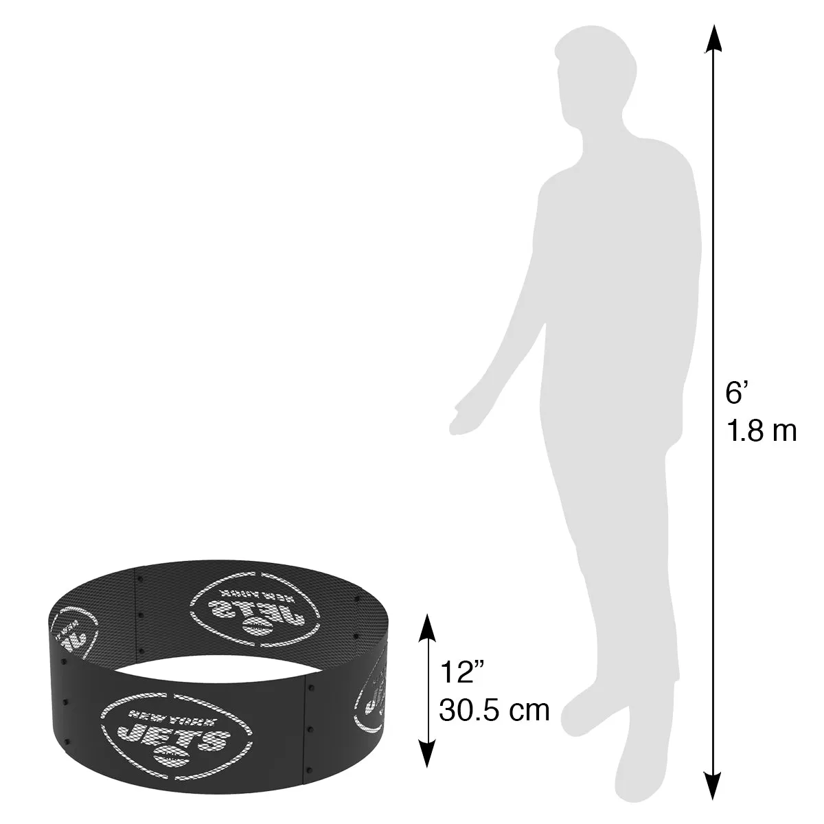 New York Jets 36 in. Round x 12 in. High Decorative Steel Fire Ring