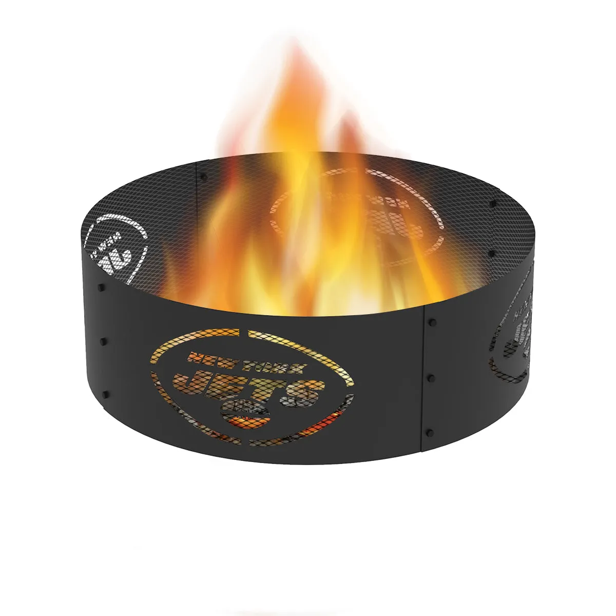 New York Jets 36 in. Round x 12 in. High Decorative Steel Fire Ring