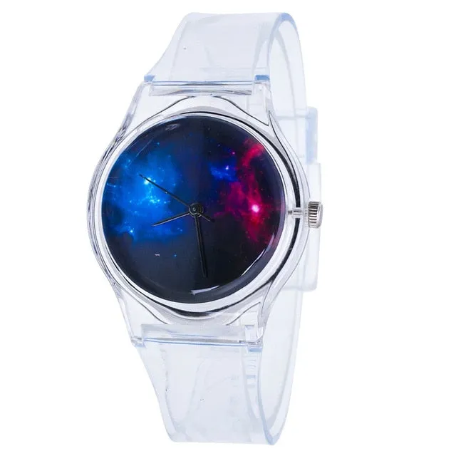 Newly Design Kids Lovely Pattern Transparent Silicone Gel Band Quartz Wrist Watch For Student Boys Girls Gift