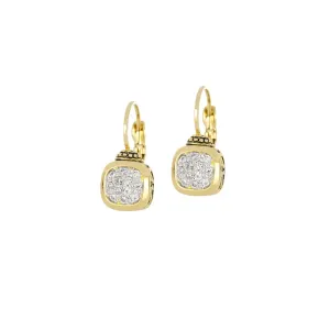 Nouveau Collection - Cushion Pavé Gold French Wire Earrings