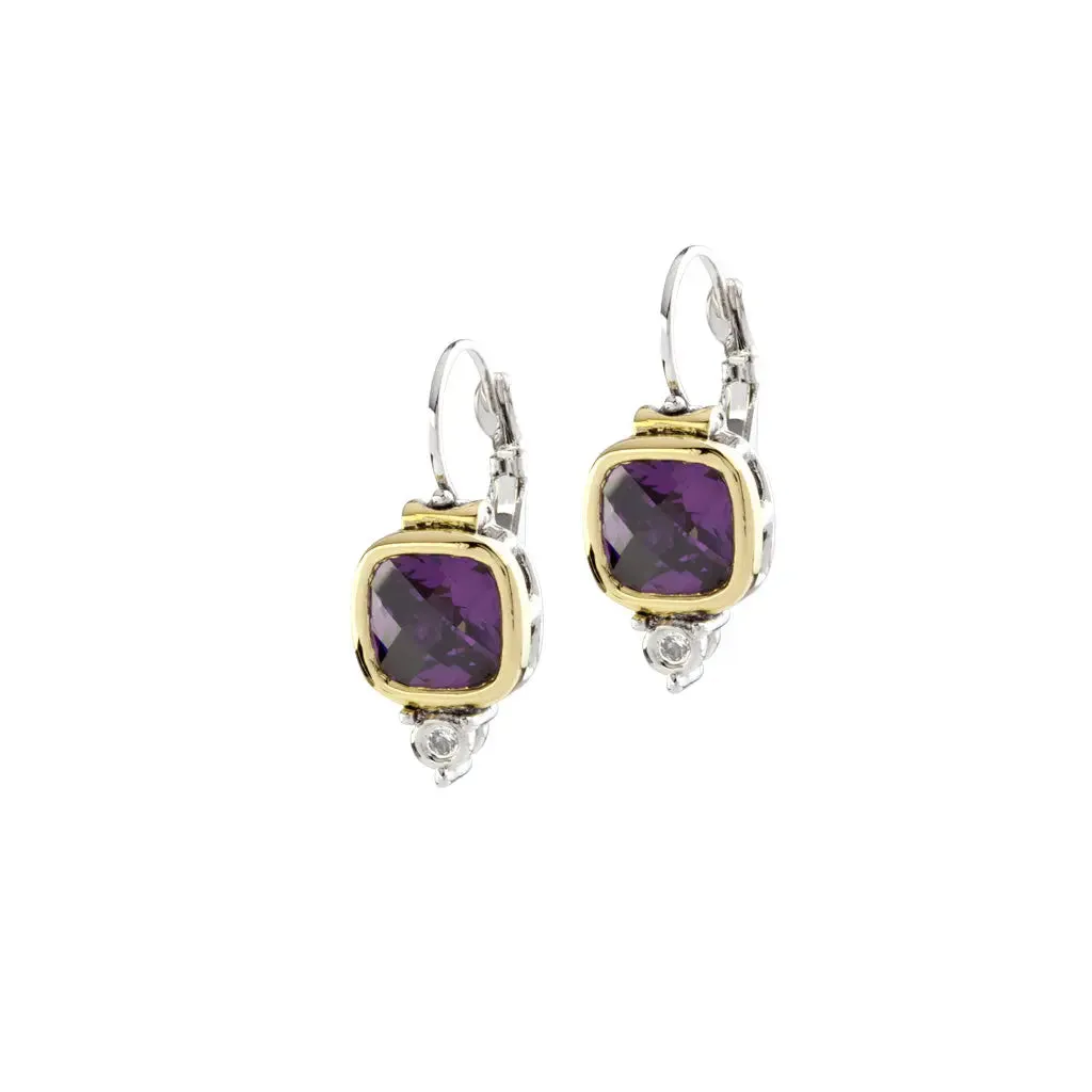 Nouveau Collection - Large Square Cubic Zirconia French Wire Earrings