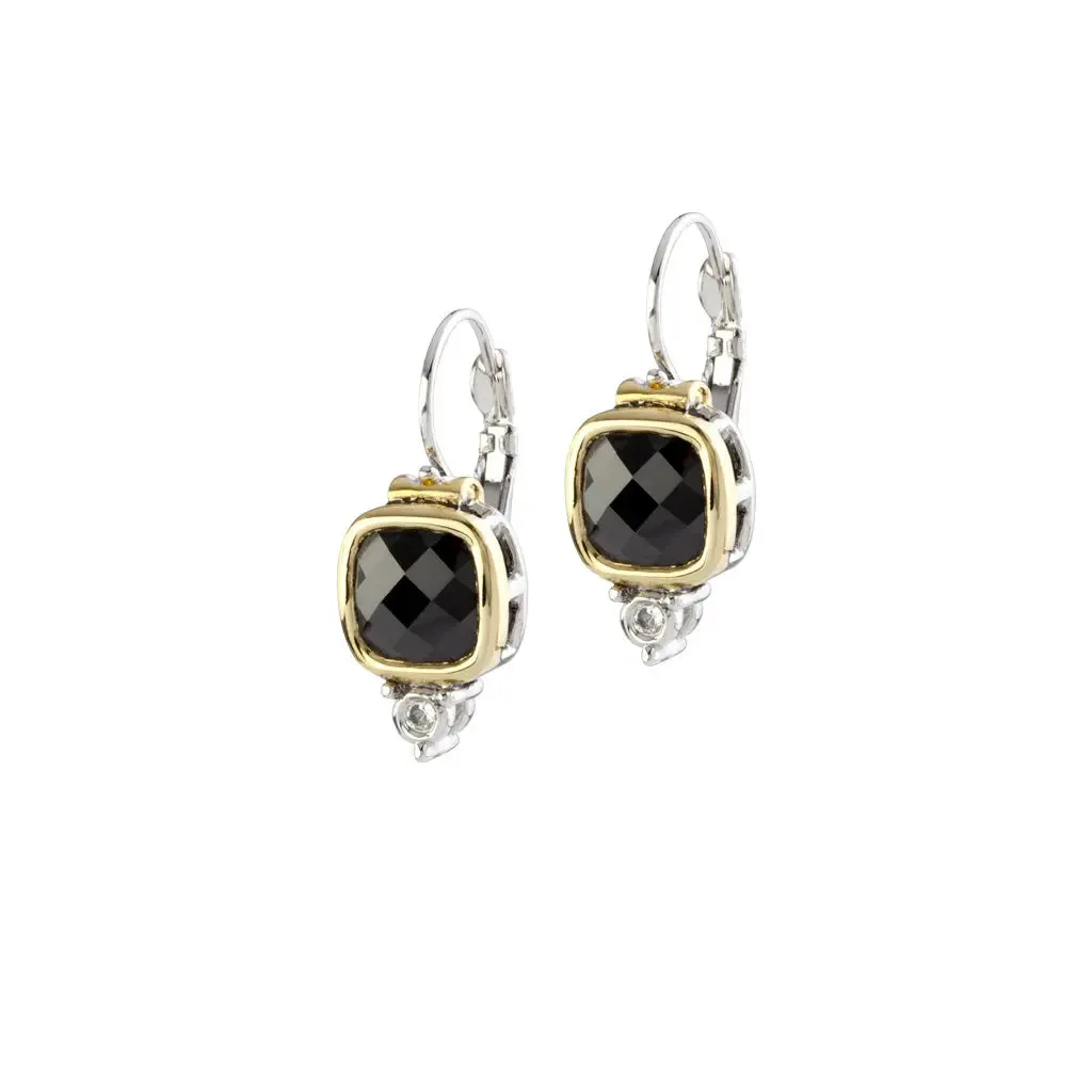 Nouveau Collection - Large Square Cubic Zirconia French Wire Earrings