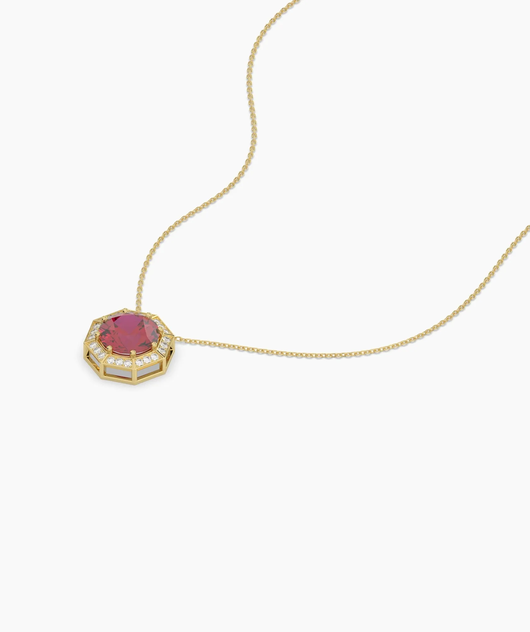 Octagon Necklace with Red Center