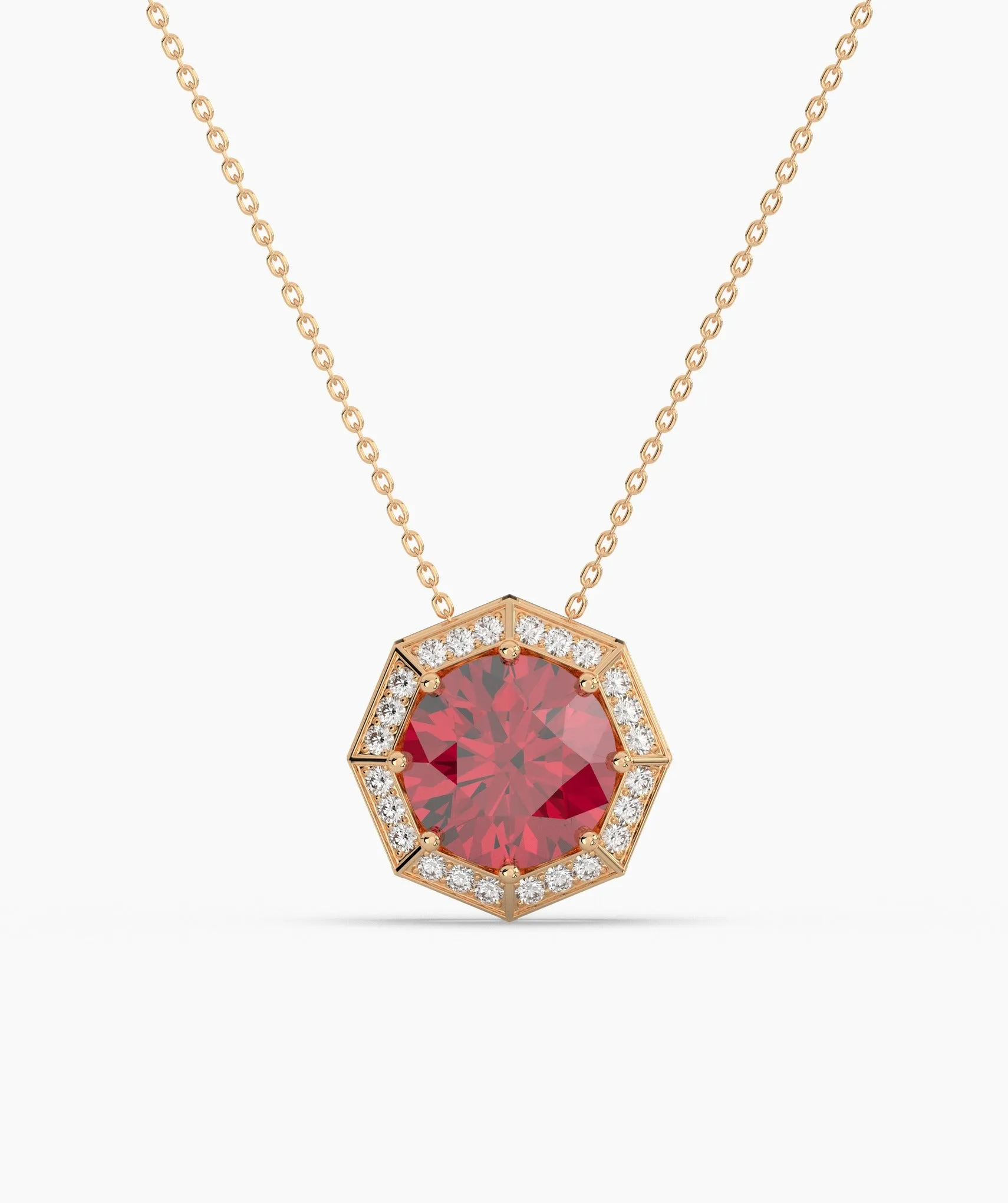 Octagon Necklace with Red Center