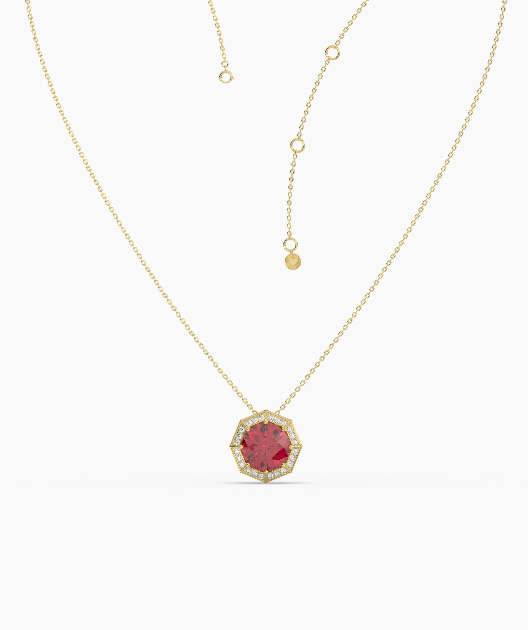 Octagon Necklace with Red Center