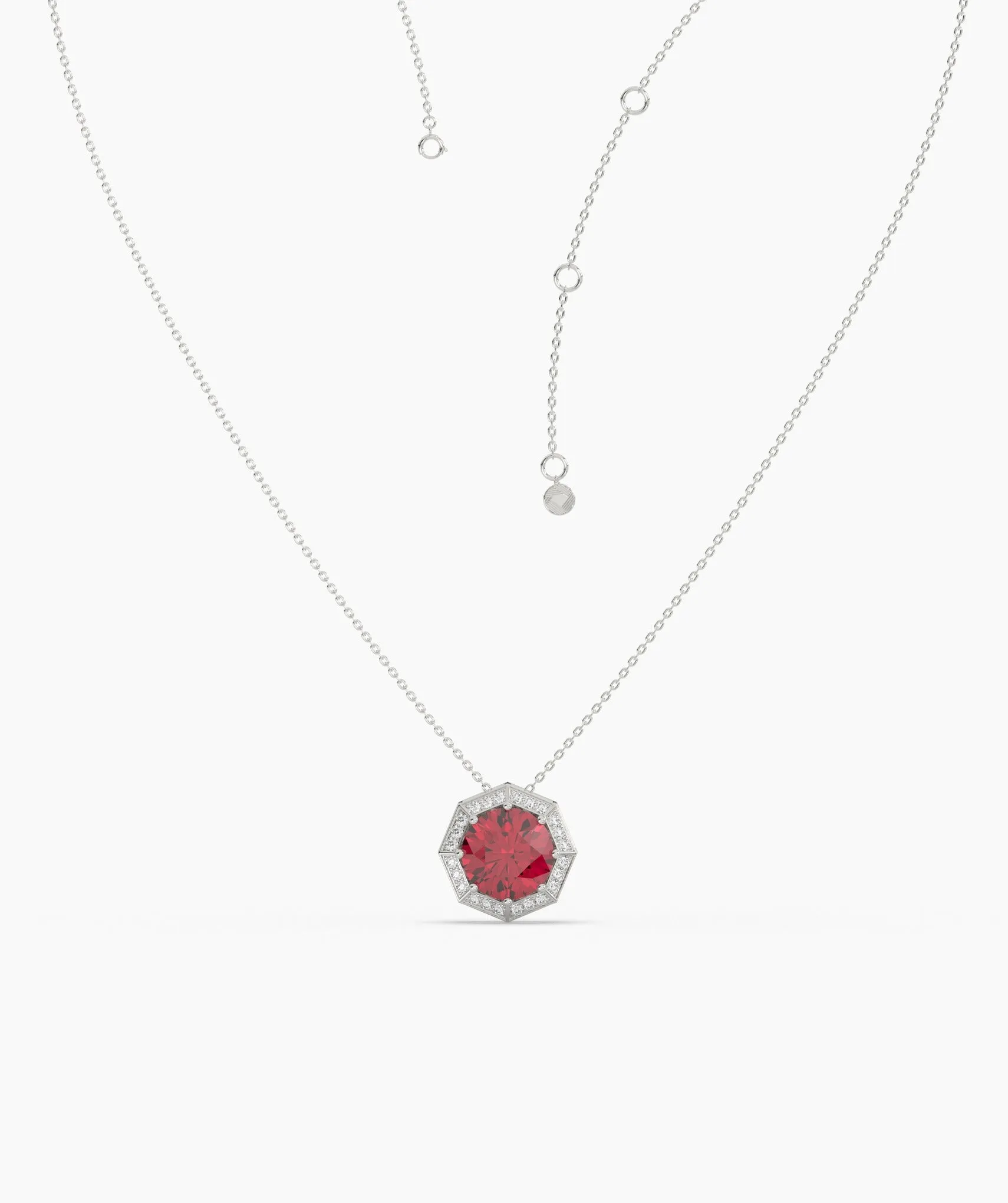 Octagon Necklace with Red Center