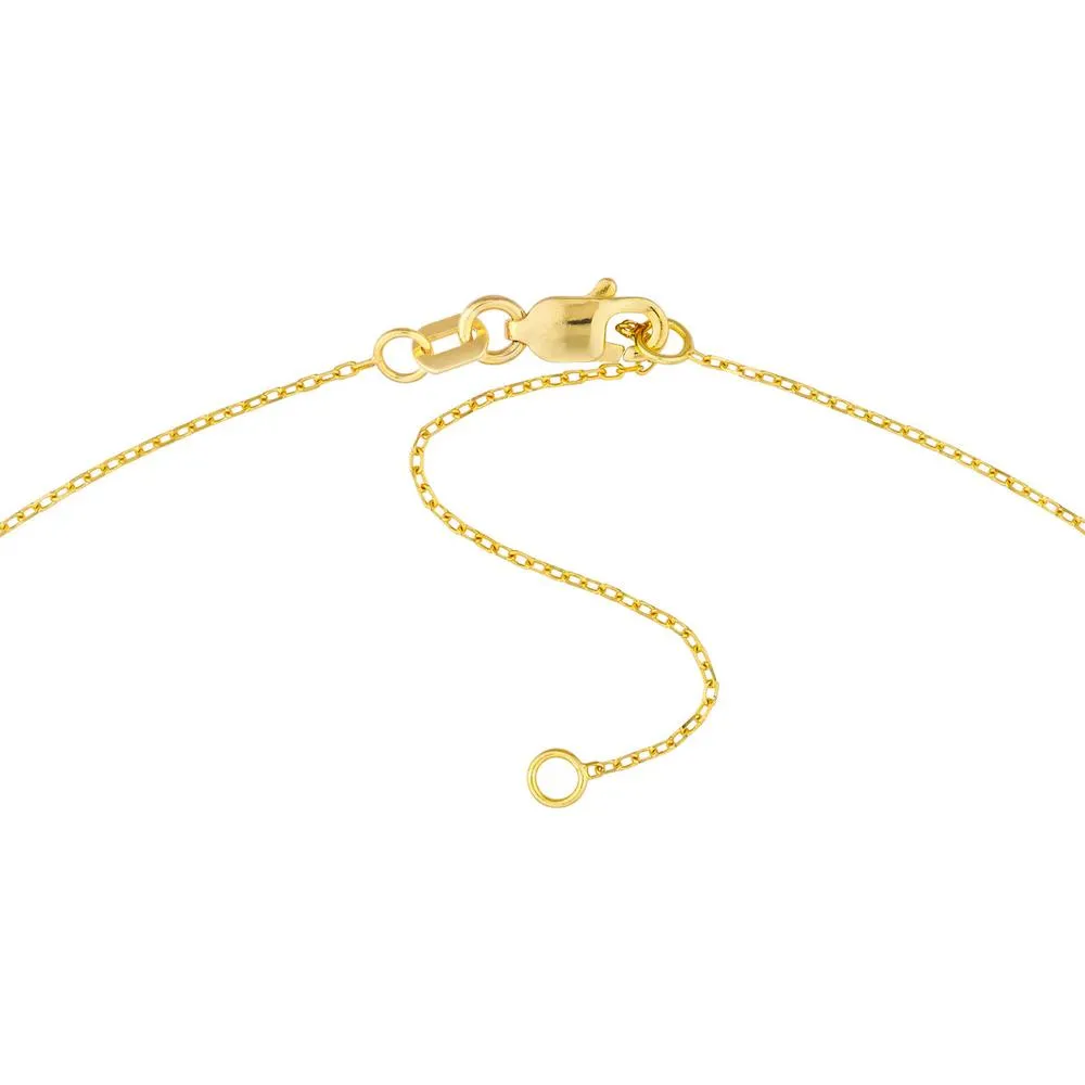 Olas d'Oro - 14K Yellow Gold Script D Initial Pendant Necklace with Diamond Bezel - 0.02 Carat Total Diamond Weight