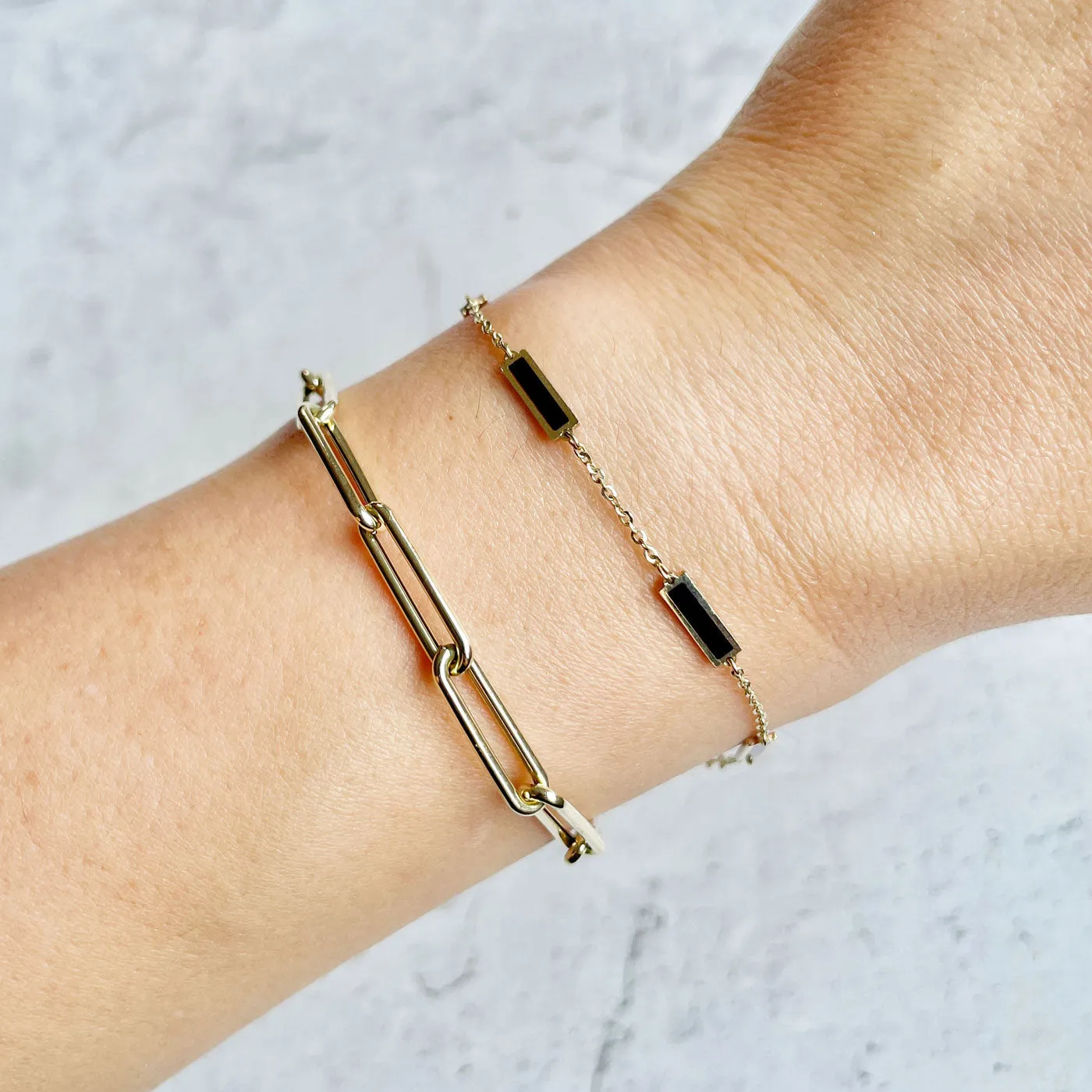 Onyx Bar Chain Bracelet