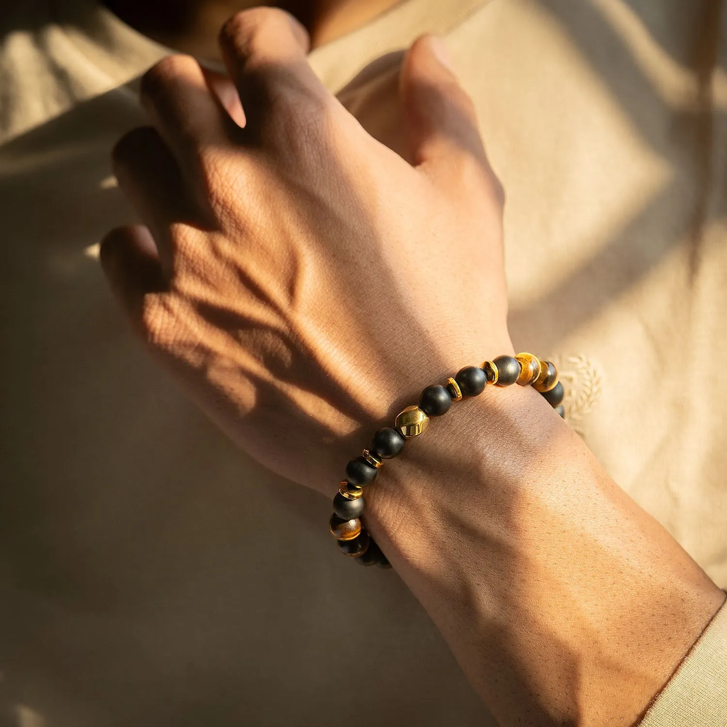 Onyx Gold Tiger Eye Natural Stone Bracelet with MagSnap 2