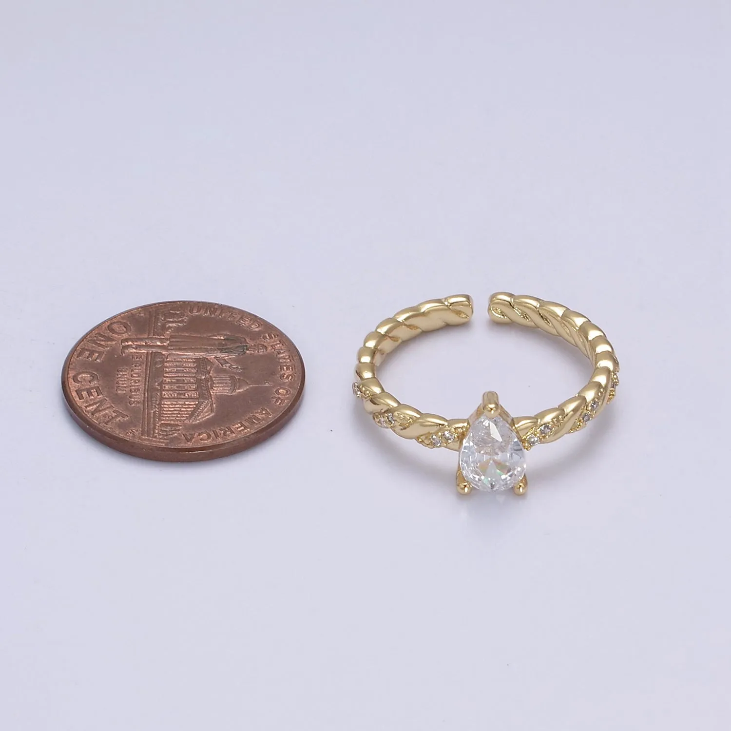 OS Dainty and Minimalist Teardrop CZ Ring , Teardrop ring Gold Filled dainty ring, CZ stones ring, dainty ring, stackable ring, thin ring U-505