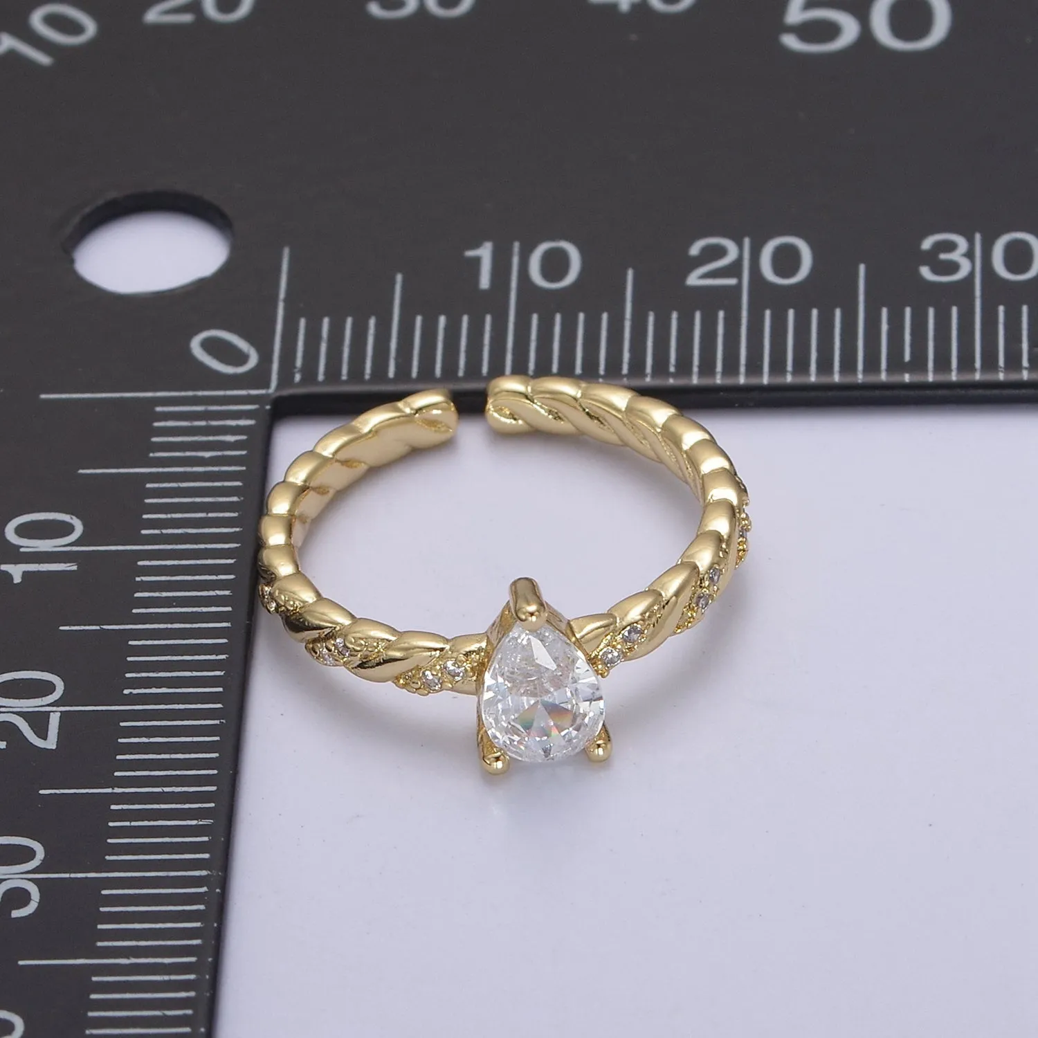 OS Dainty and Minimalist Teardrop CZ Ring , Teardrop ring Gold Filled dainty ring, CZ stones ring, dainty ring, stackable ring, thin ring U-505