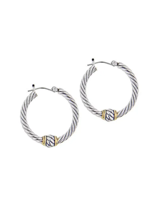 Oval Link Collection Small Twisted Wire Hoop Earrings