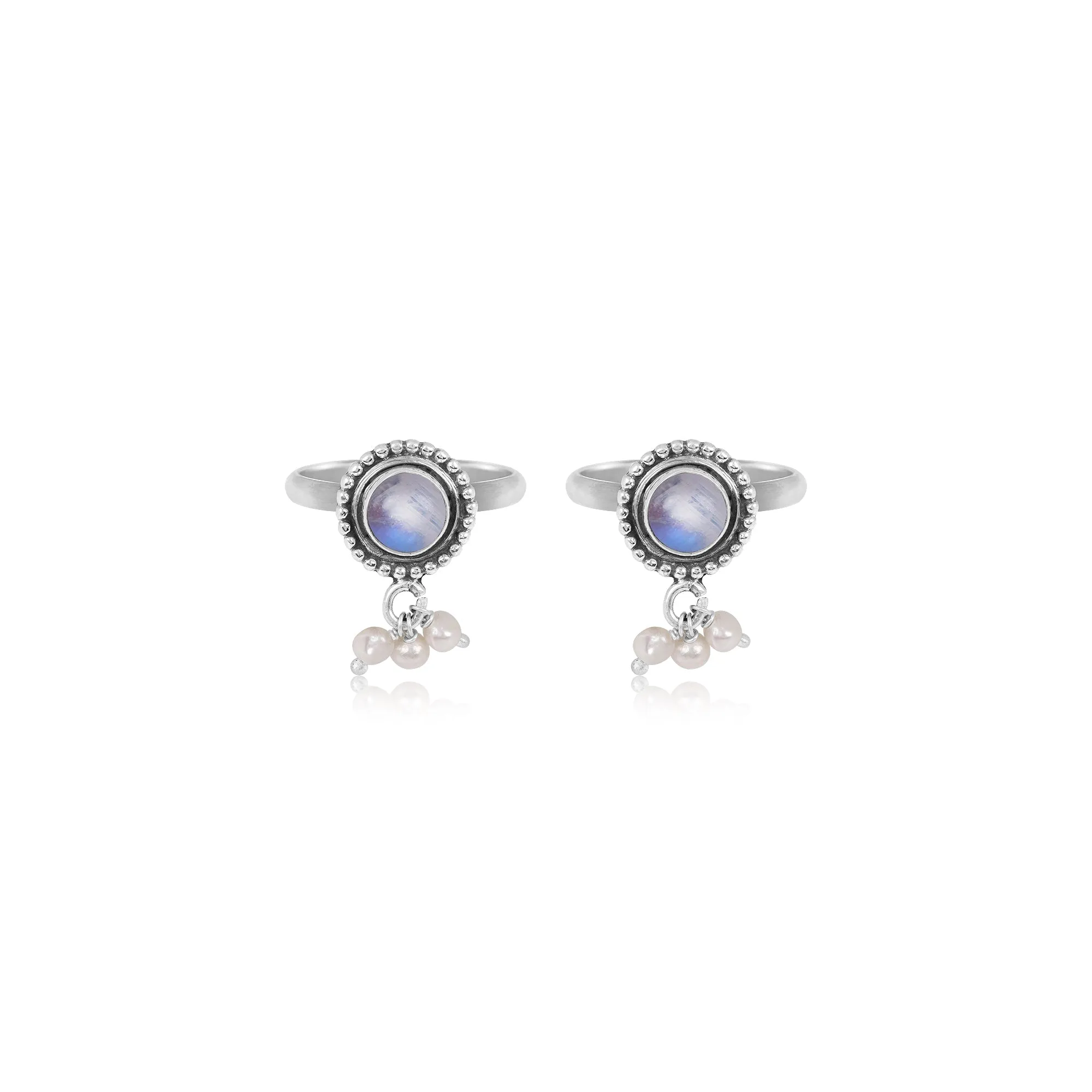 Oxidized Silver Moonstone Toe Ring