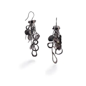 Oxidized Silver Rounds on Hooks Earrings
