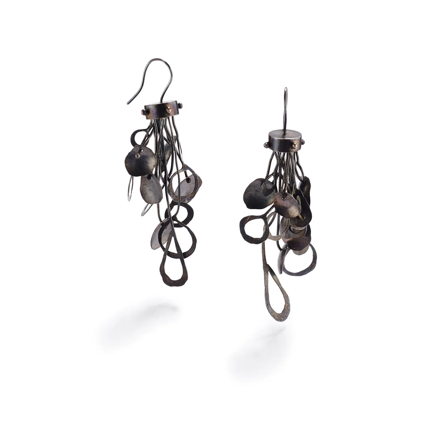 Oxidized Silver Rounds on Hooks Earrings