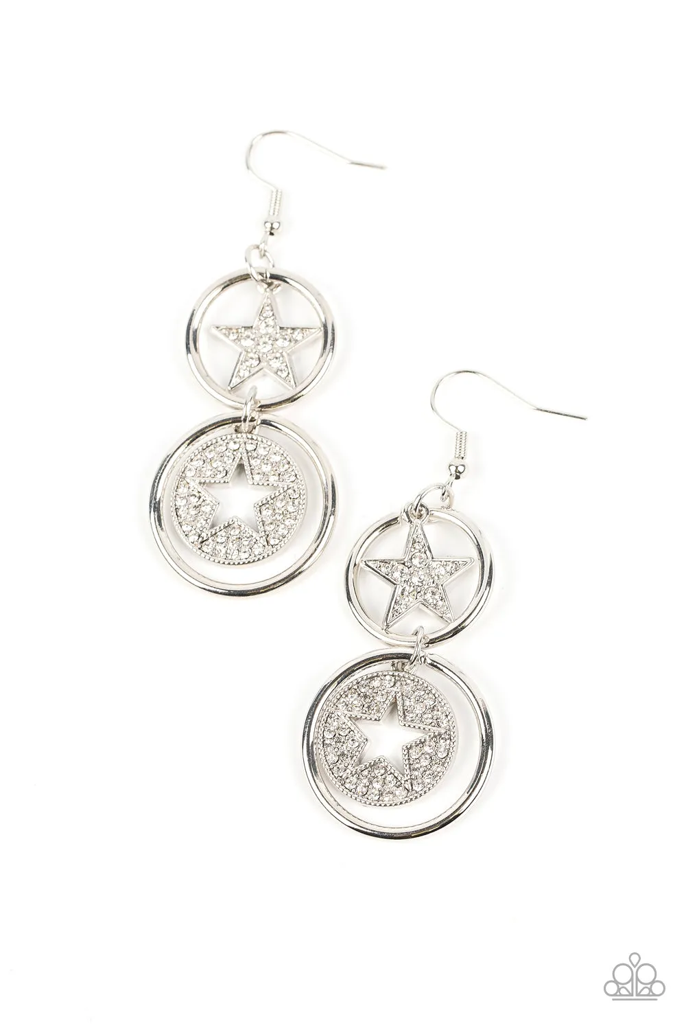 Paparazzi Liberty and SPARKLE for All - White Earrings