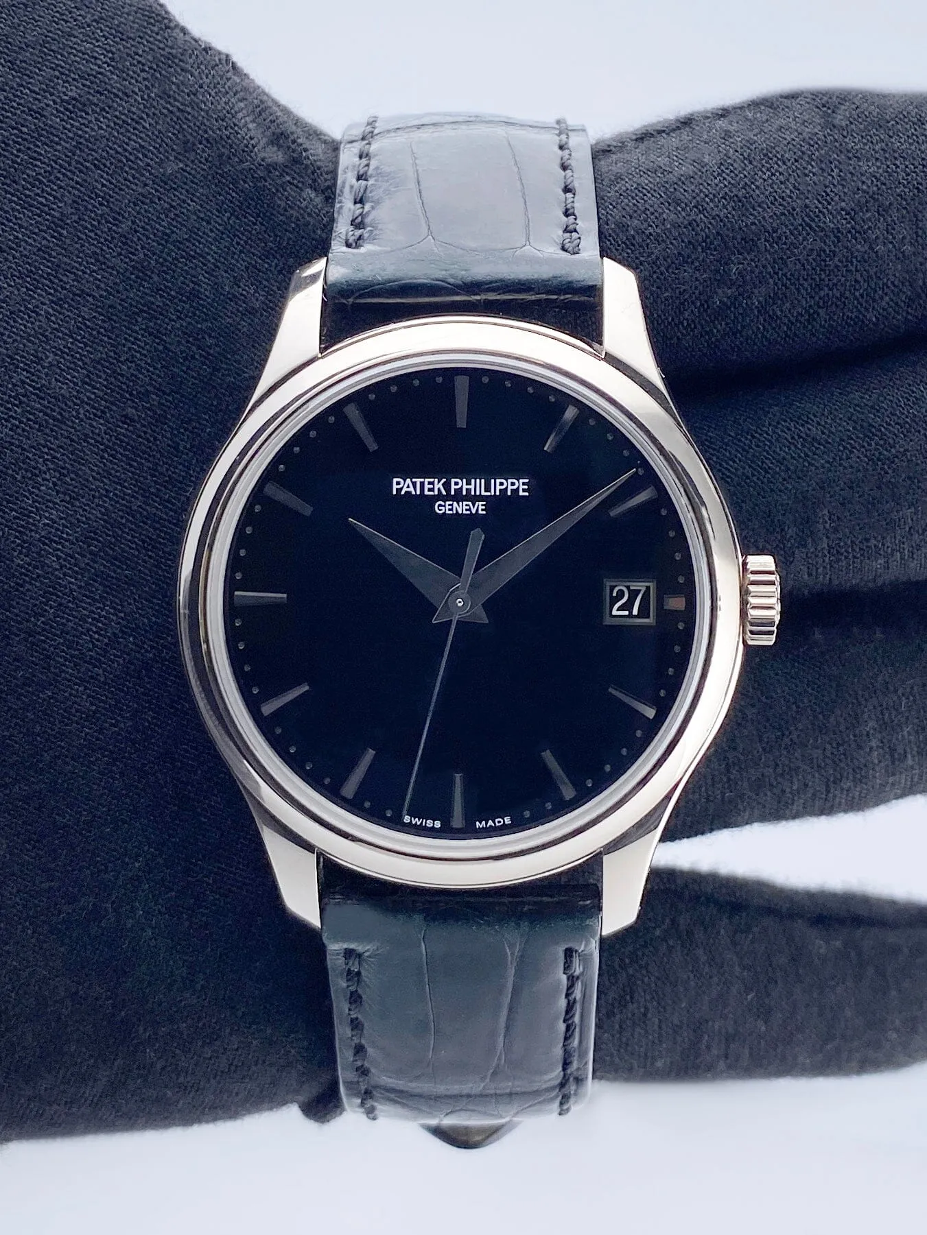 Patek Philippe Calatrava 5227G Black Dial Mens Watch Box Papers