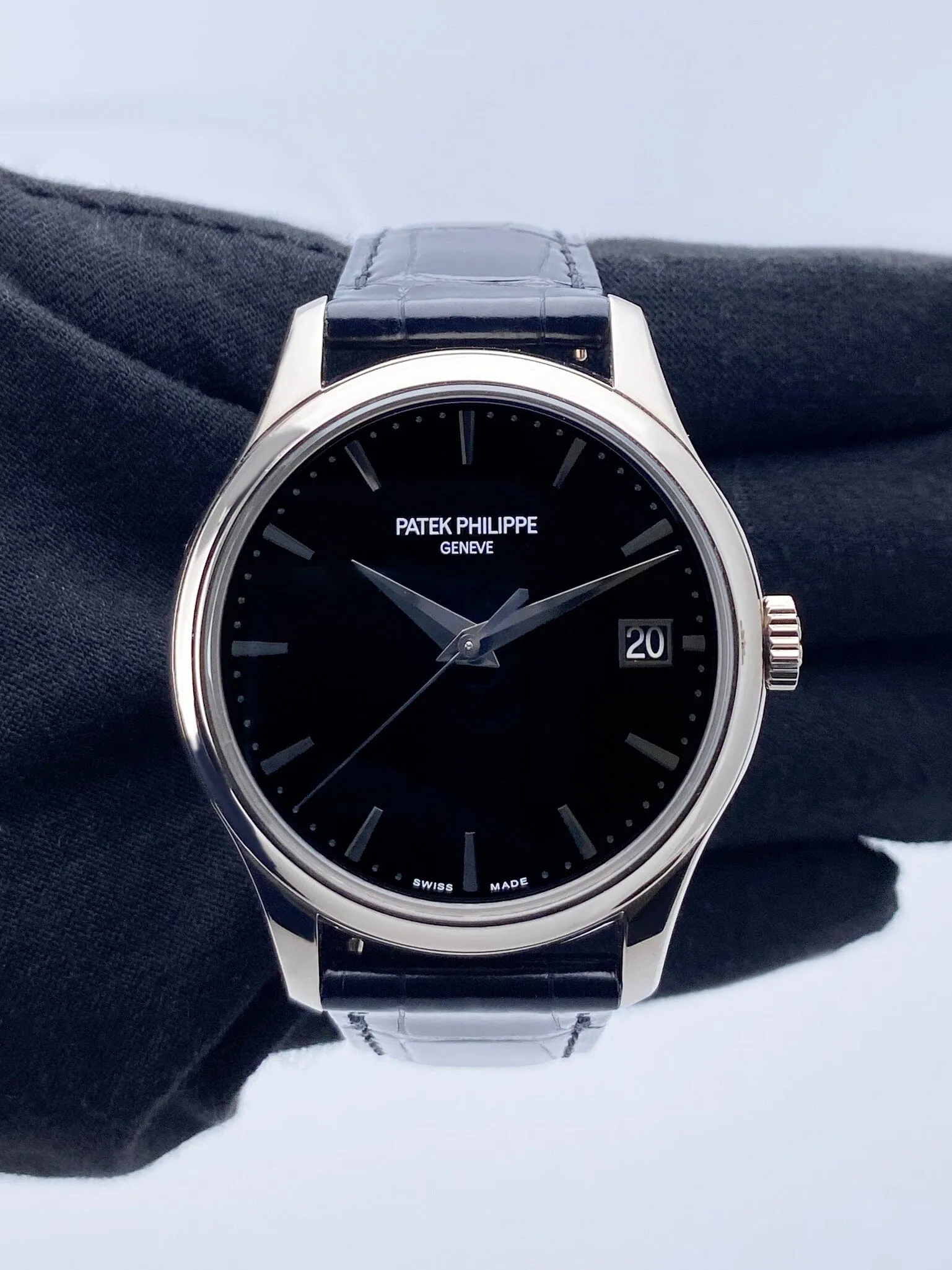 Patek Philippe Calatrava 5227G Black Dial Mens Watch Box Papers