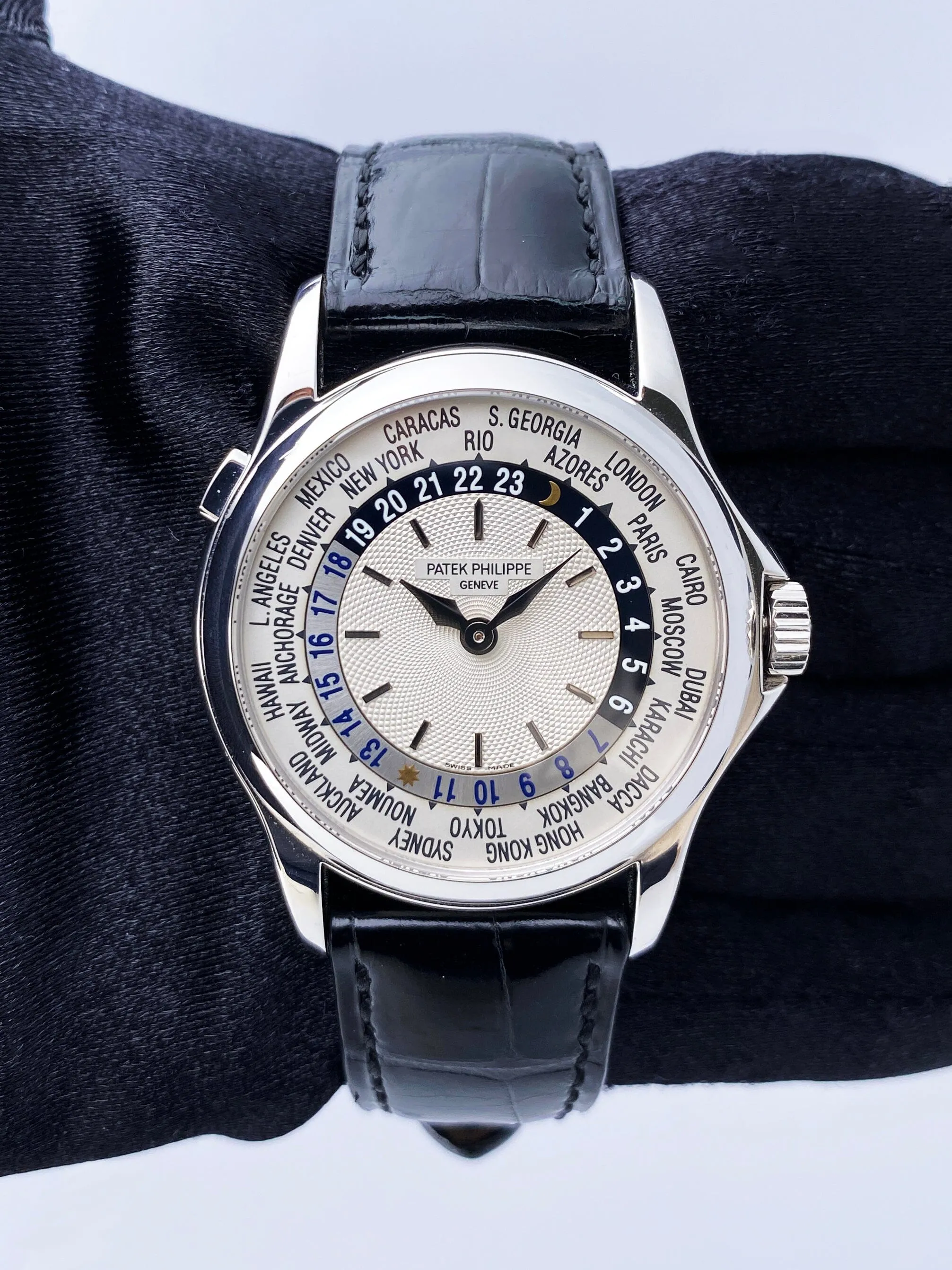 Patek Philippe World Time 5110G 18K White Gold Mens Watch With Papers