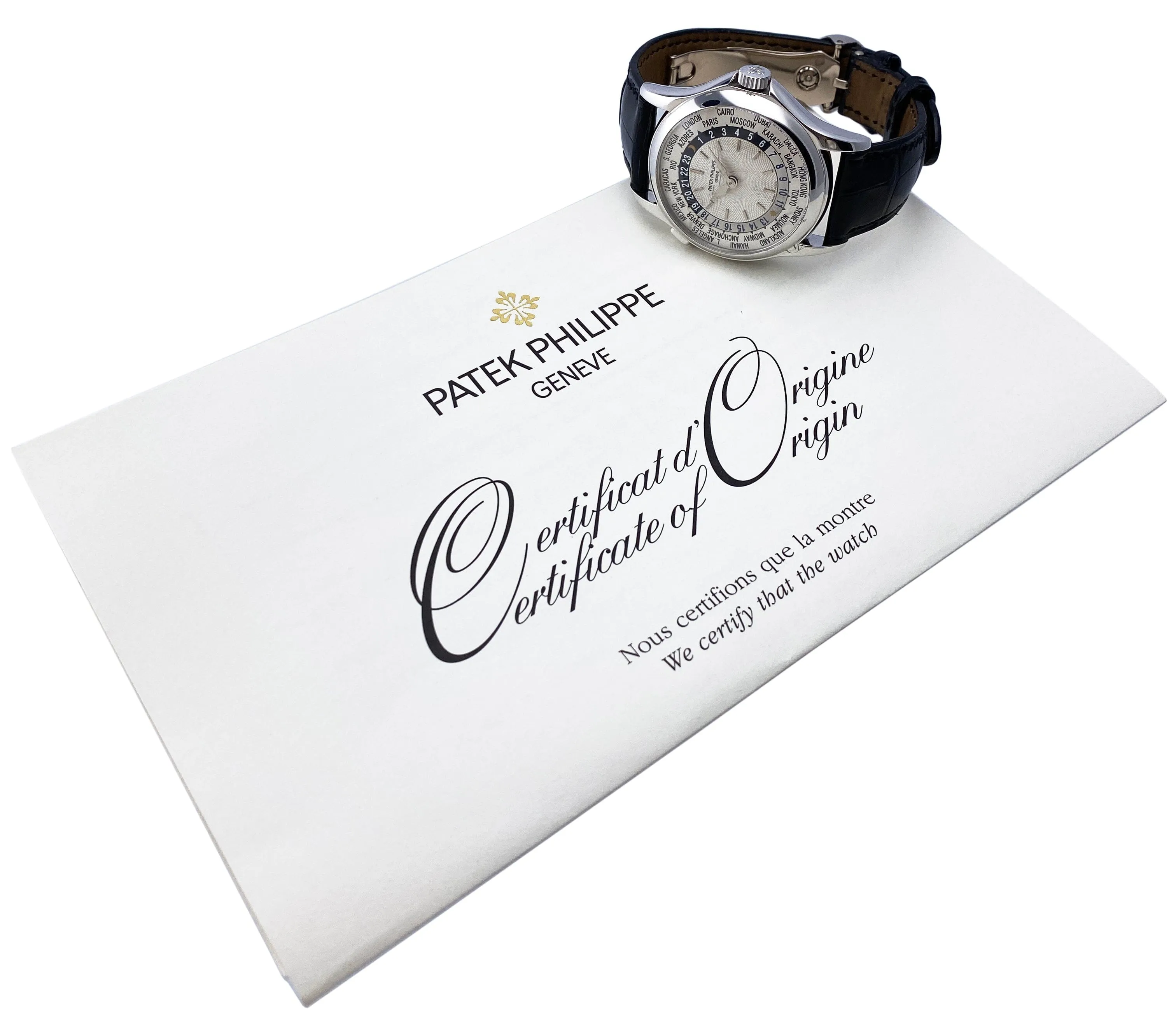 Patek Philippe World Time 5110G 18K White Gold Mens Watch With Papers