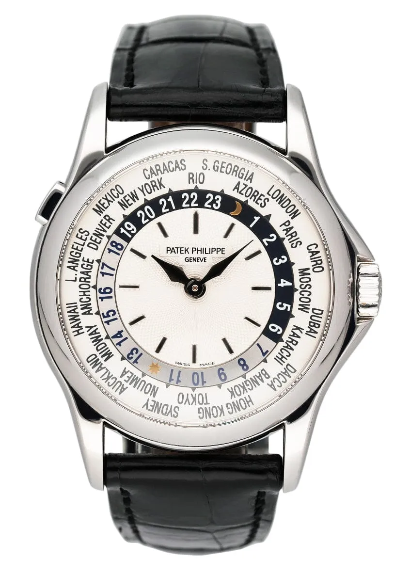 Patek Philippe World Time 5110G 18K White Gold Mens Watch With Papers