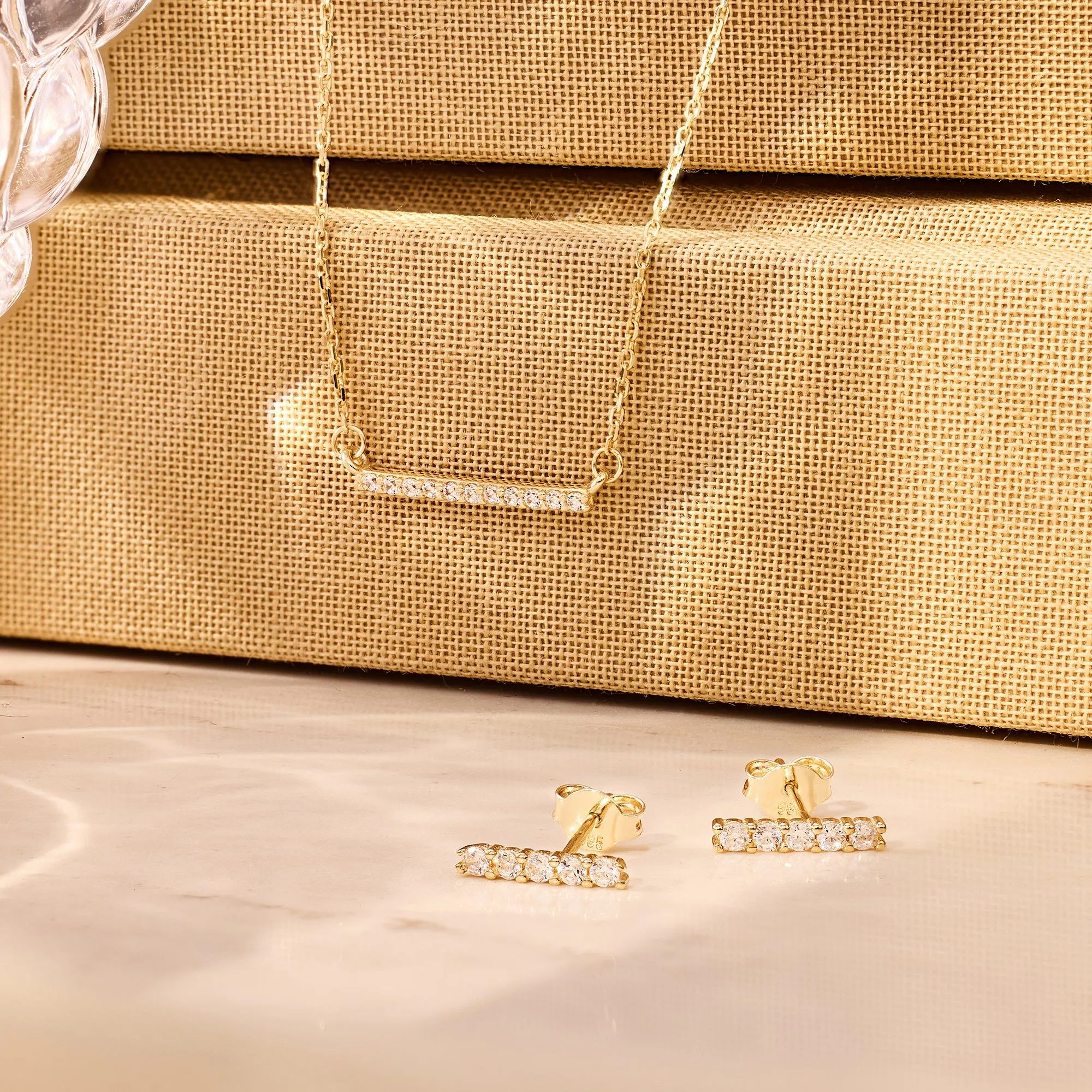 Pavé Cubic Zirconia Bar Necklace