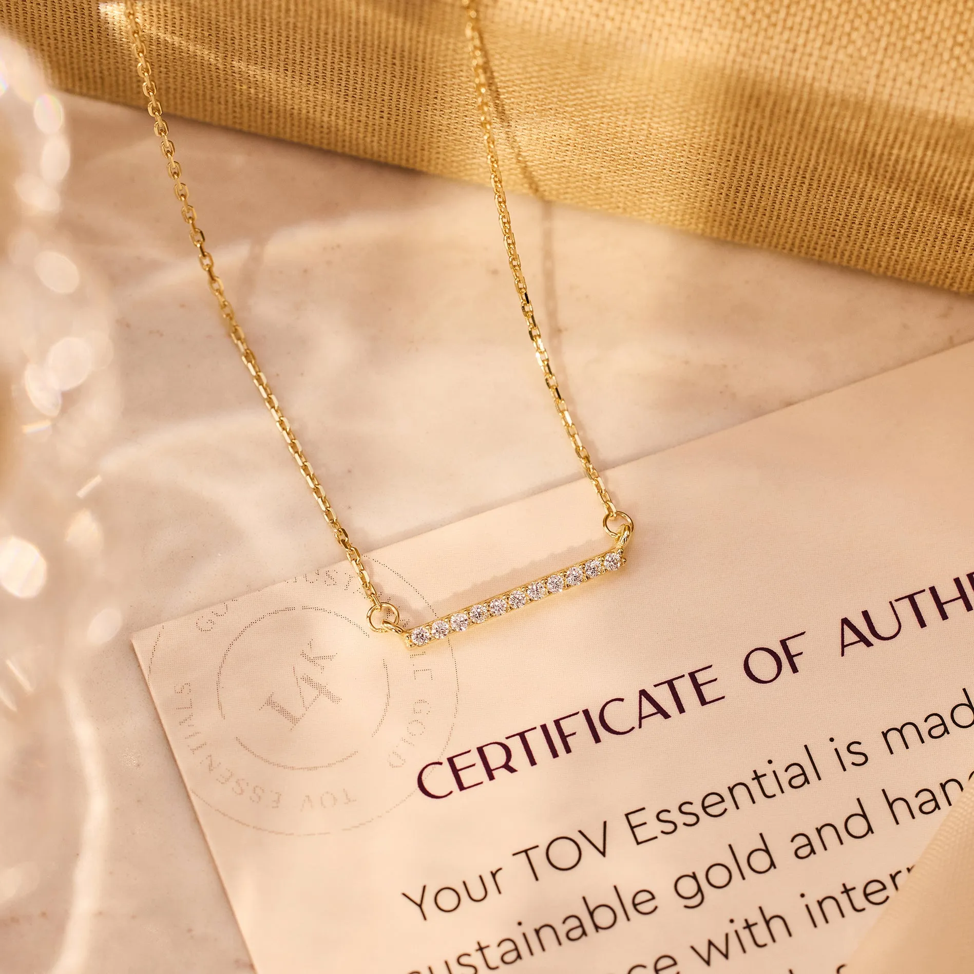 Pavé Cubic Zirconia Bar Necklace