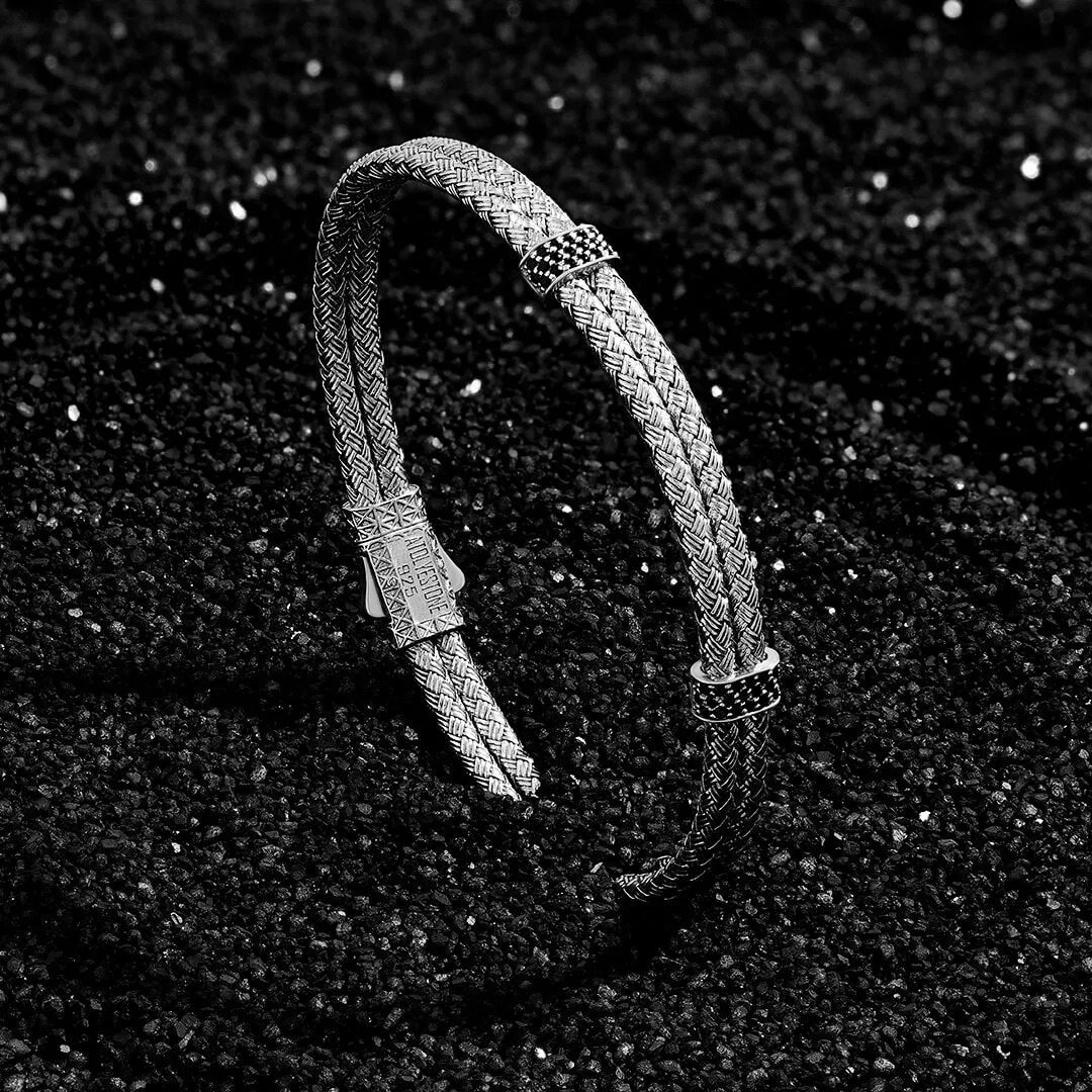 Pave Classic Bangle in Silver