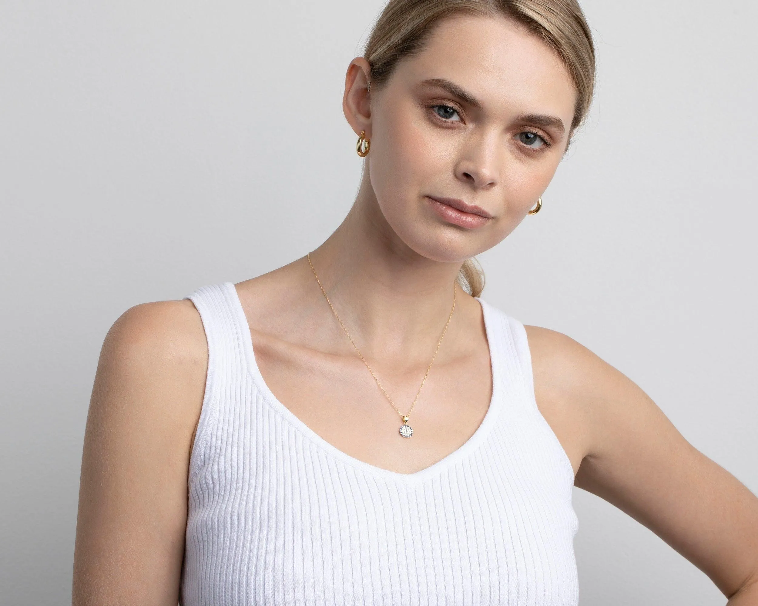 Pave Evil Eye Necklace - 18K Gold Vermeil
