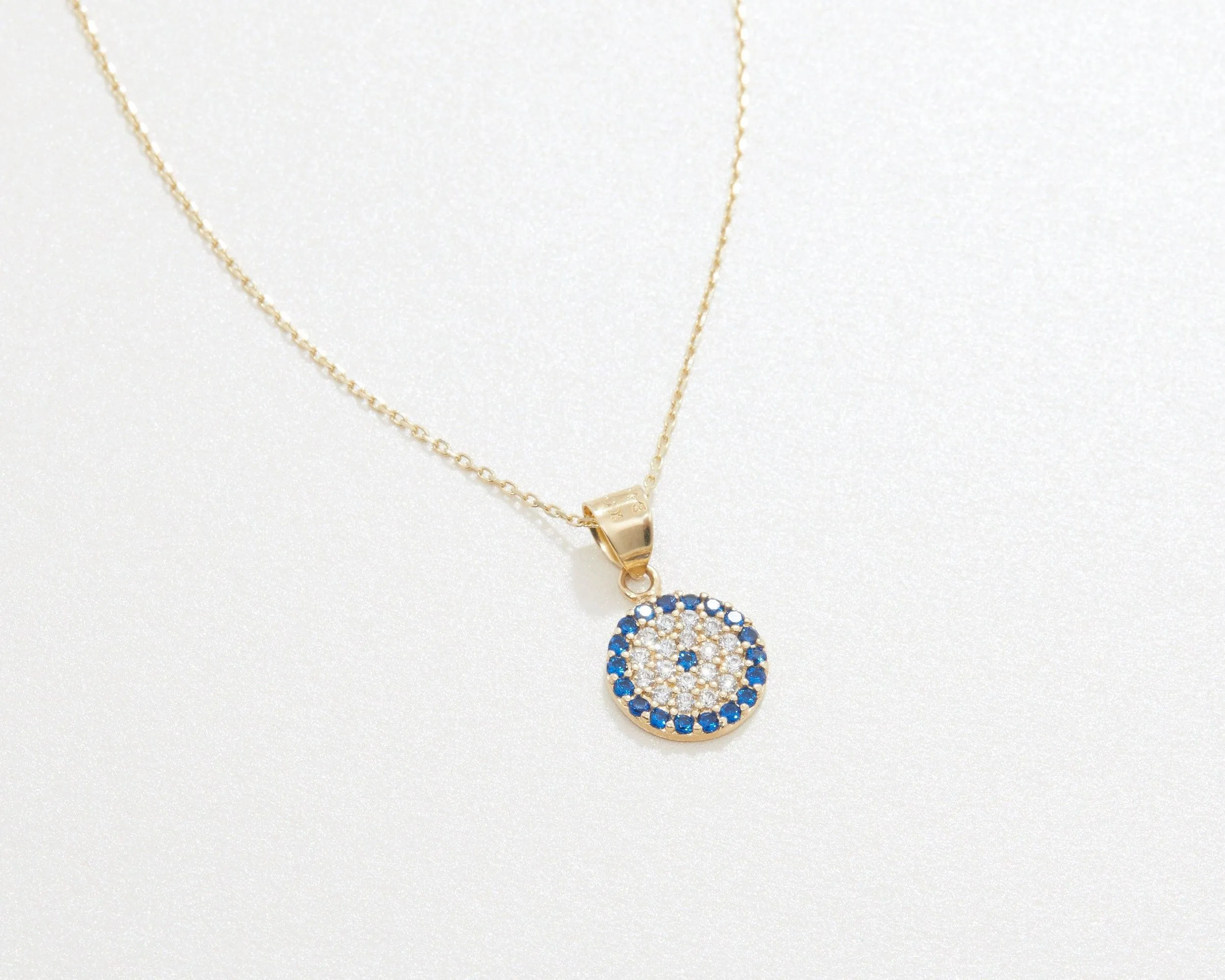 Pave Evil Eye Necklace - 18K Gold Vermeil