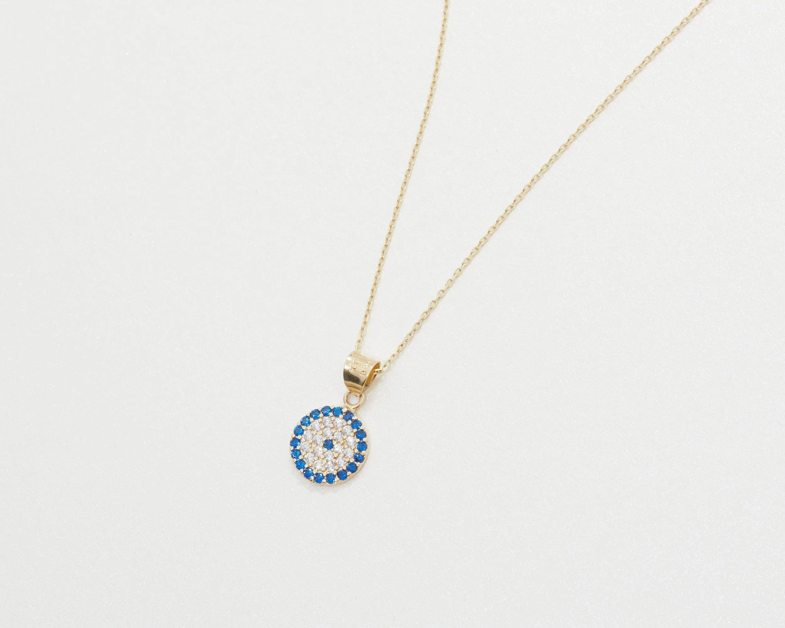 Pave Evil Eye Necklace - 18K Gold Vermeil
