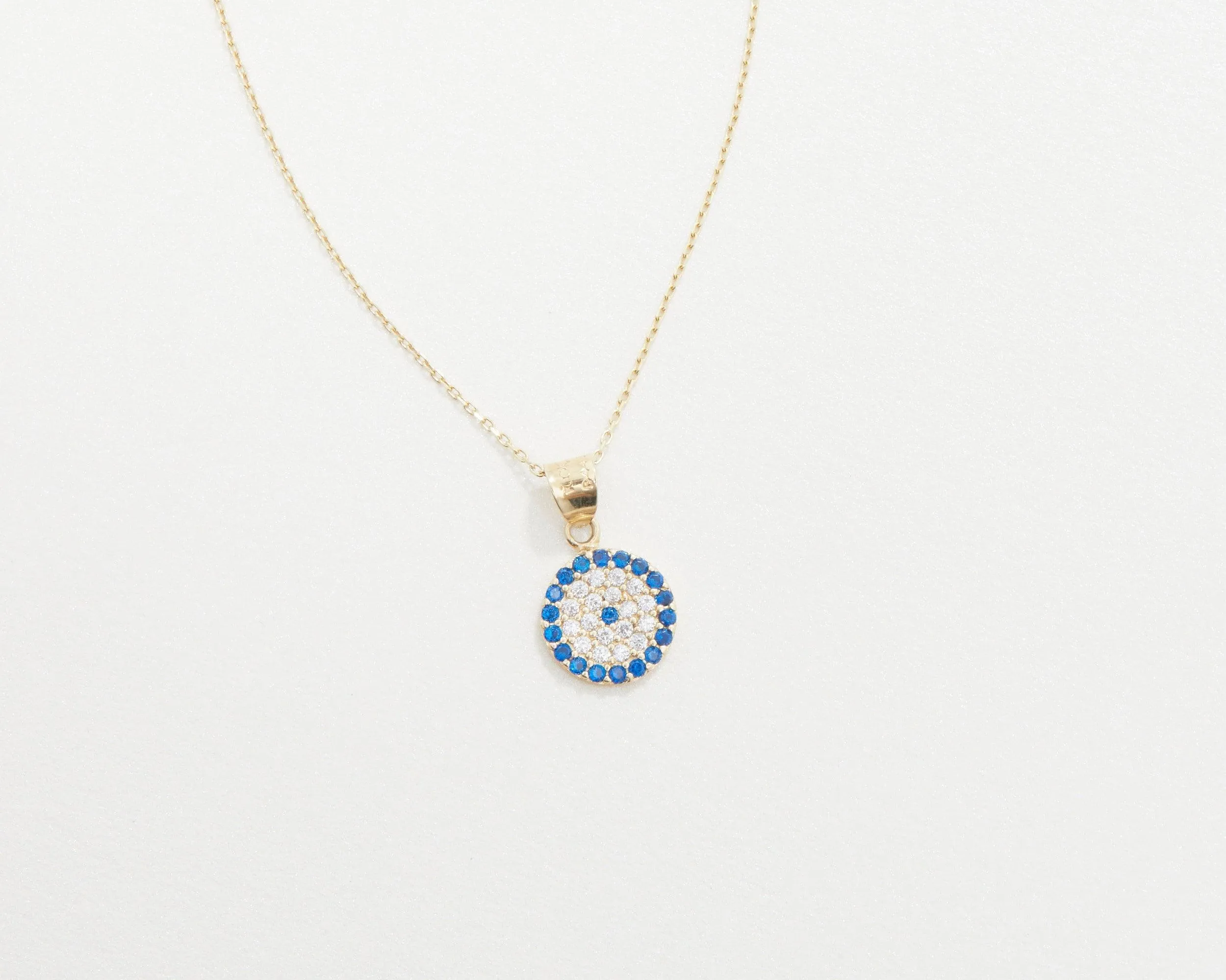 Pave Evil Eye Necklace - 18K Gold Vermeil