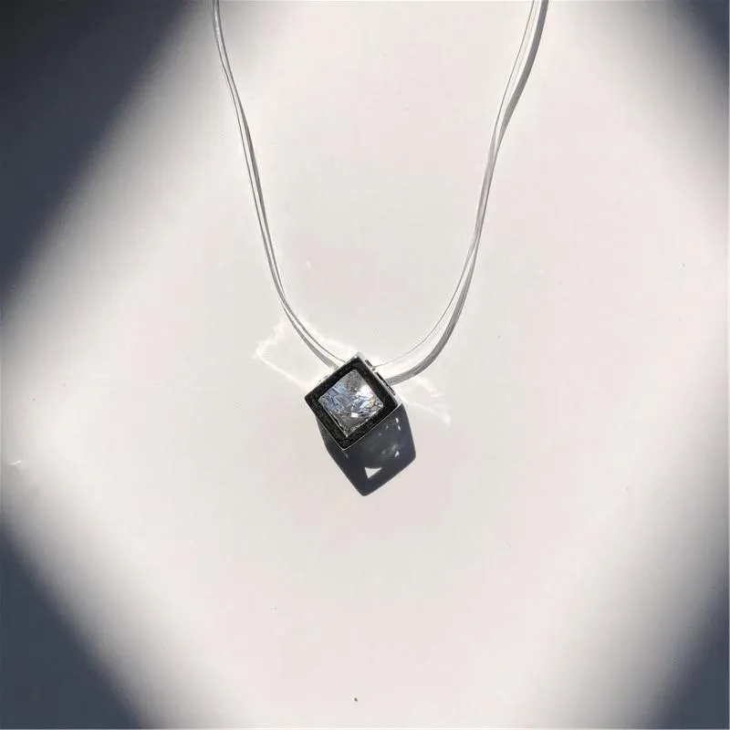 Pearl Crystal Zircon Necklace Invisible Transparent Fishing Line For Women Luxury Jewelry Perfect Gift For Girls Cool Style